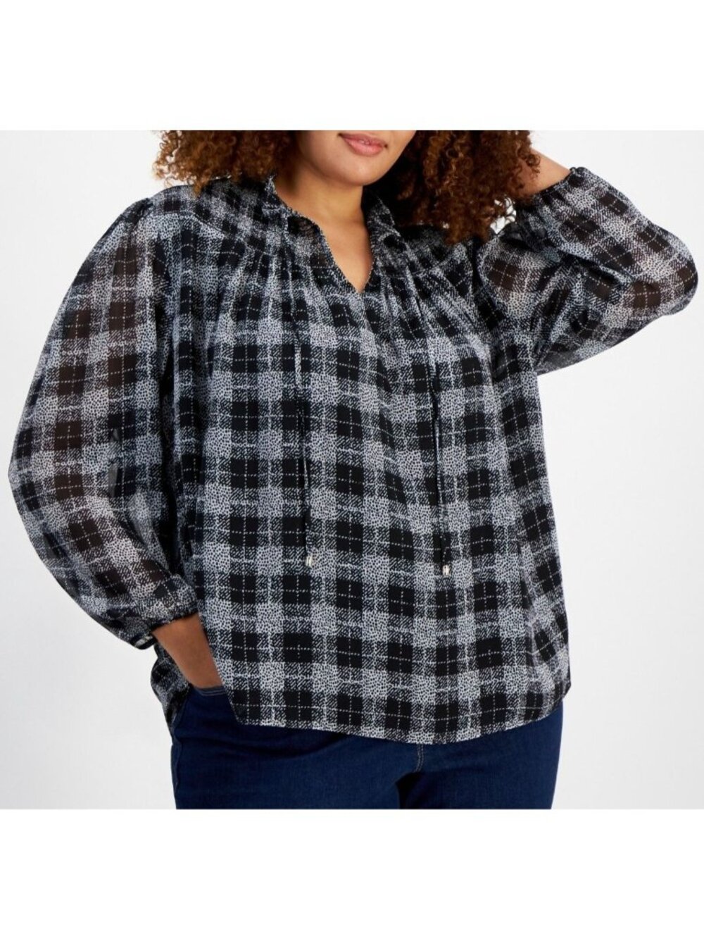 Tommy Hilfiger Womens Classy Peasant Blouse Multicoloured Plus Size 3X NWT